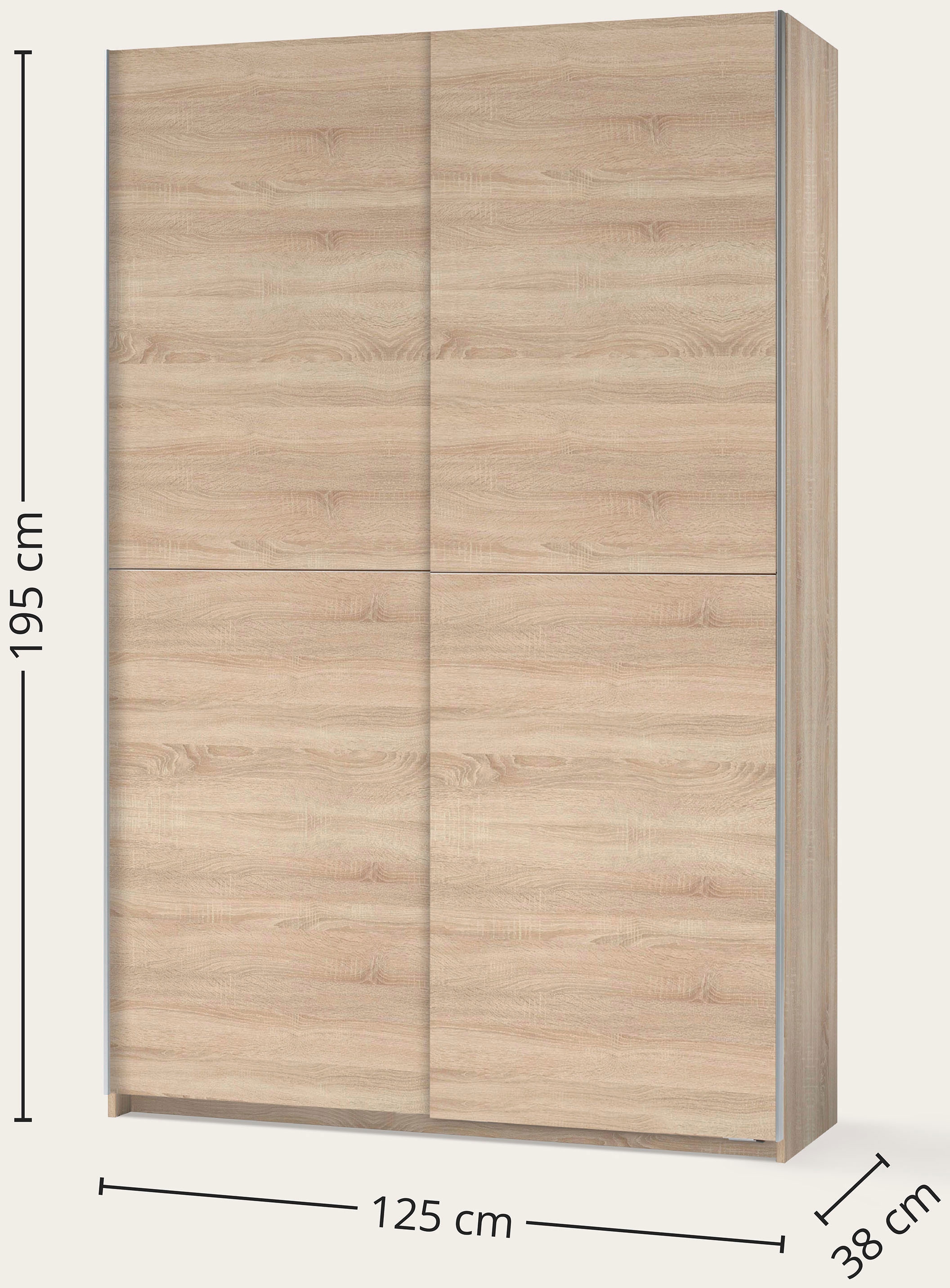Schlafkontor Schwebetürenschrank »Heimo/Fast Schrank Kleiderschrank Garderobe OTTO´s CHOICE« geringe Tiefe, ausziehbarer Kleiderstange, Garderobenschrank, 6 Böden