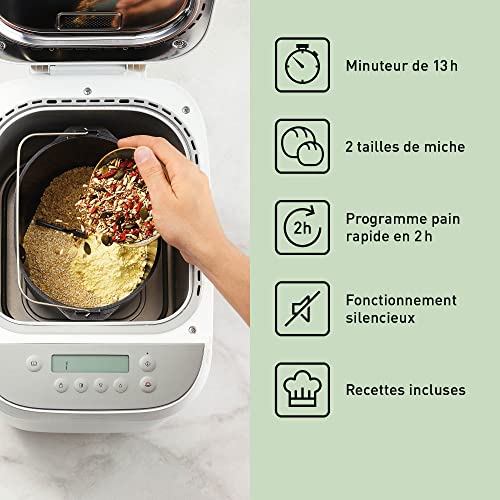 Panasonic SD ZP2000WXE Machine à Pain Artisanale Crusty Loaf, Cuisson sans Gluten, Double Capteur de Température, 18 Programmes Automatiques, Blanc : Cuisine et Maison