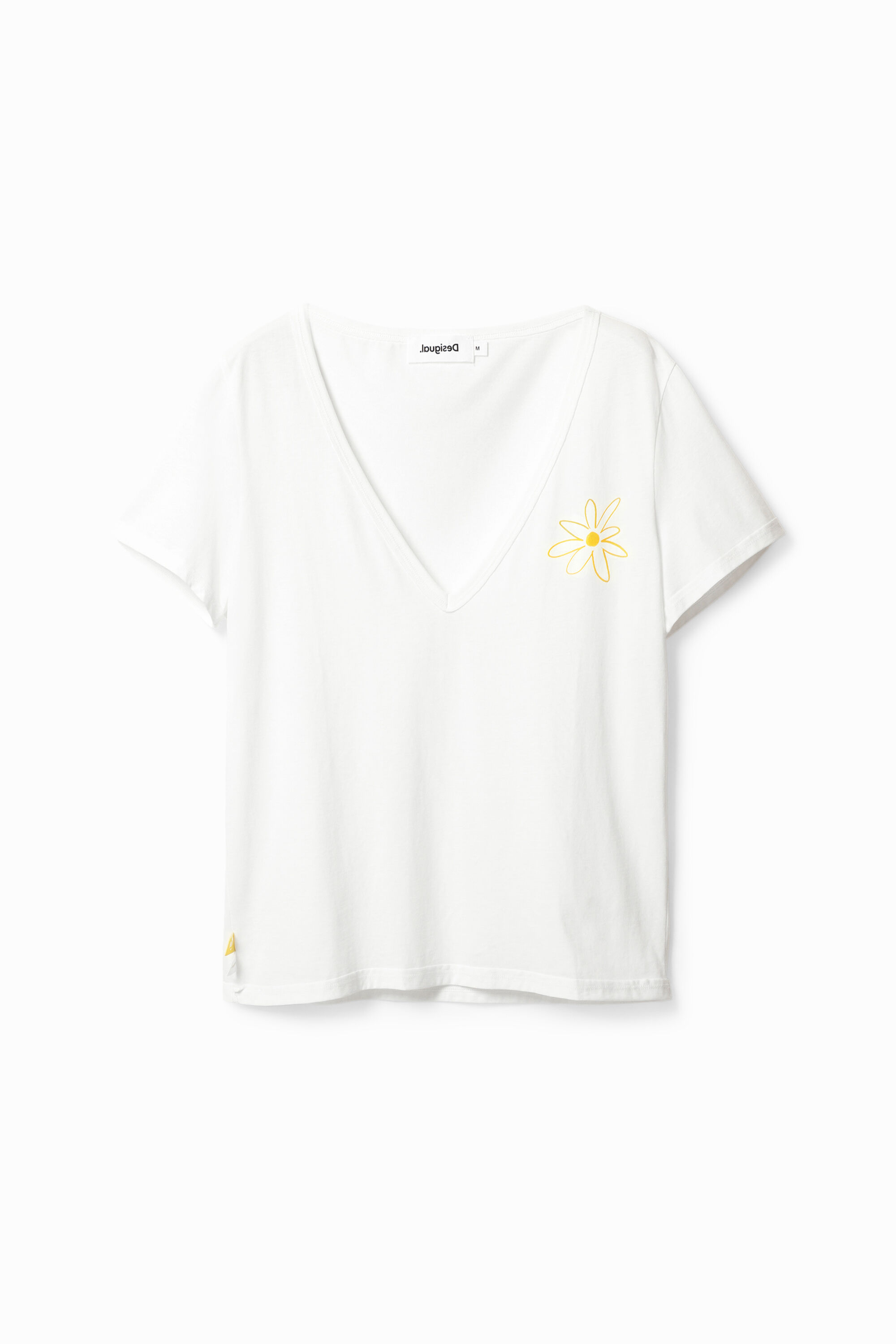 T-shirt col V fleur