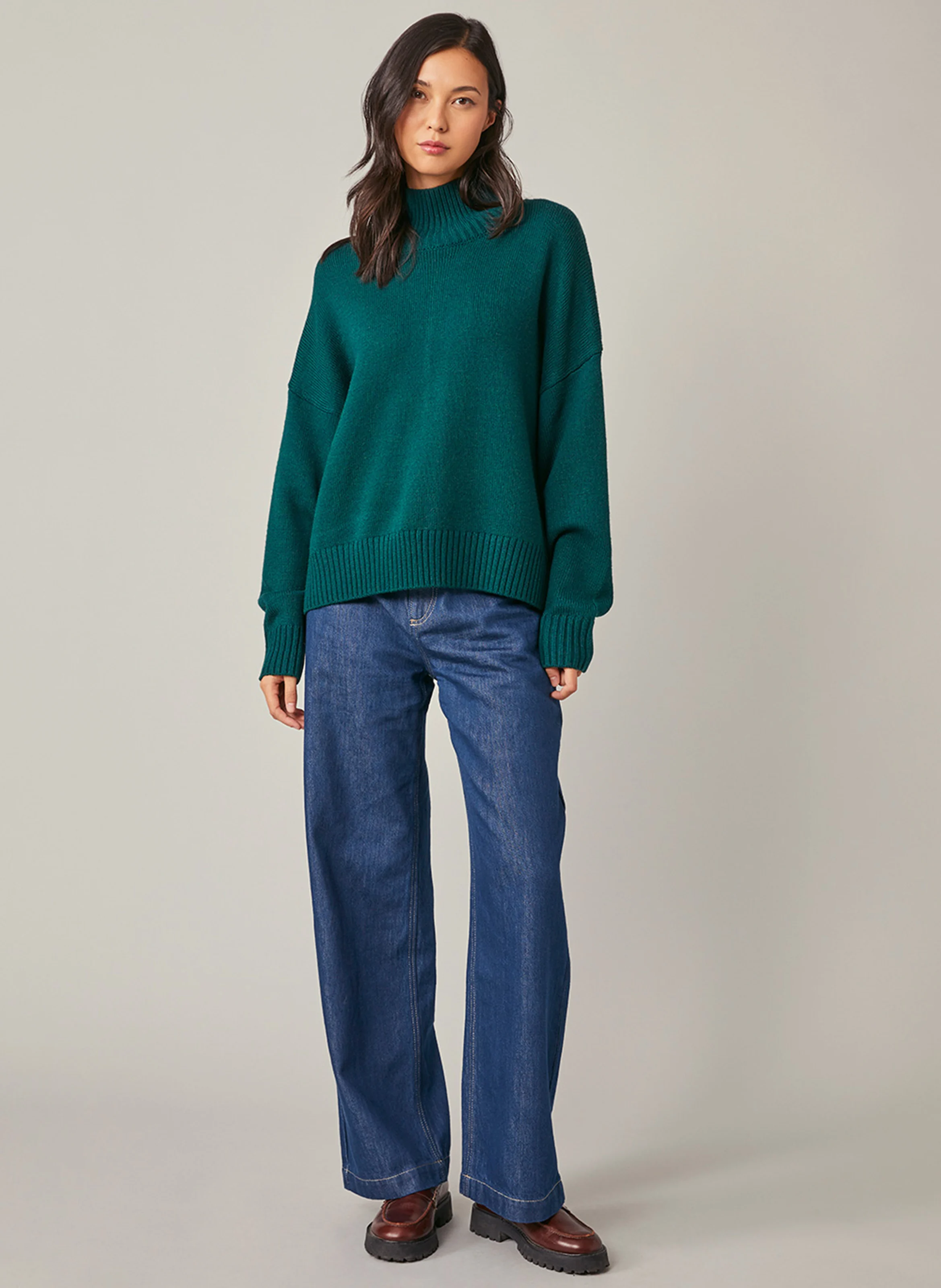 ENOCE - Pull oversize à col montant | Vert