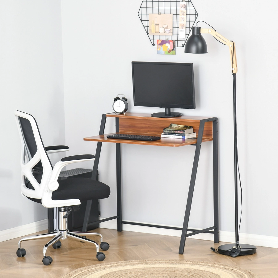 HOMCOM Schreibtisch in Walnuss-Optik walnuss, schwarz