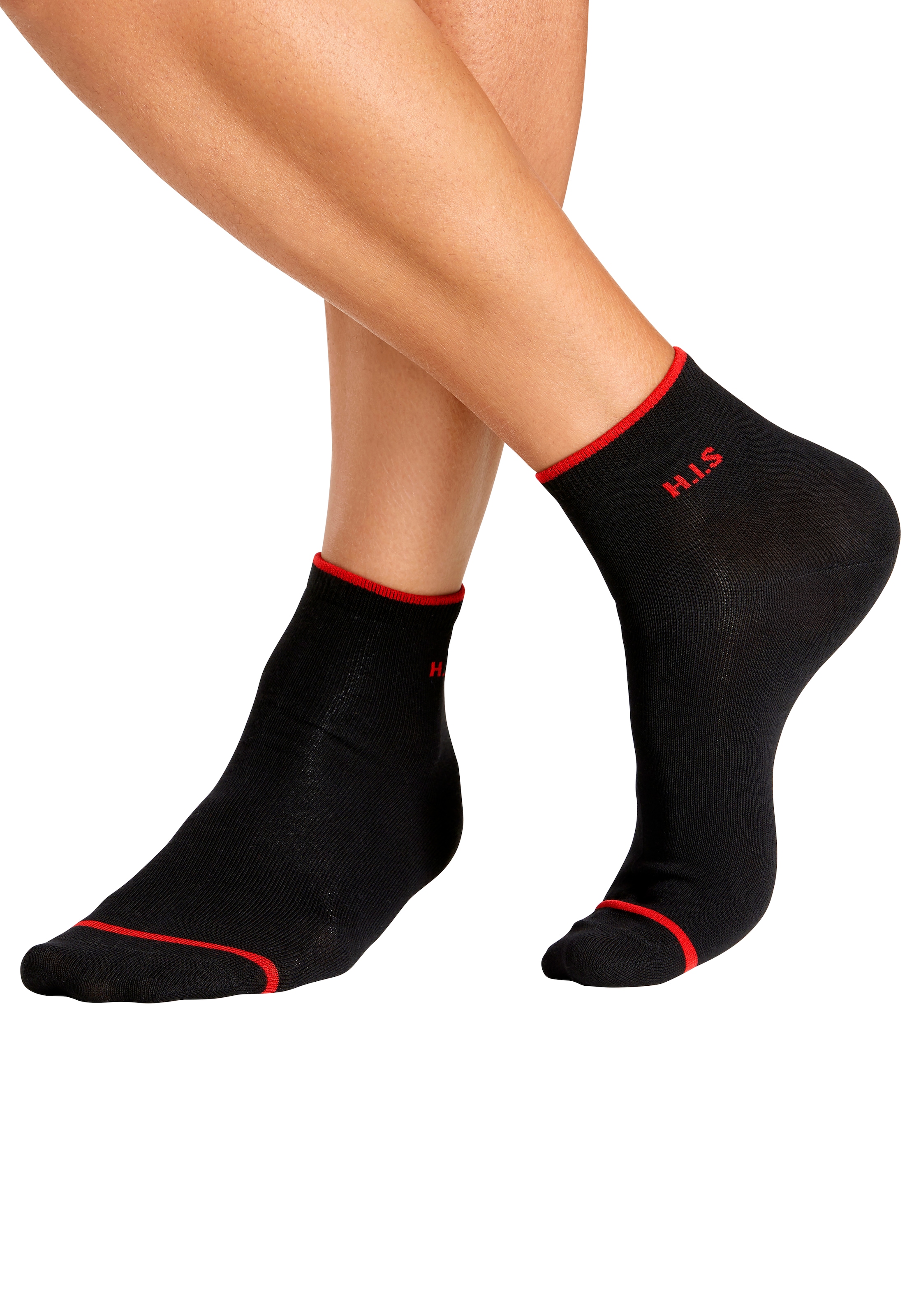 H.I.S Kurzsocken Packung, 7 Stk. tlg. mit farbigen Bündchen