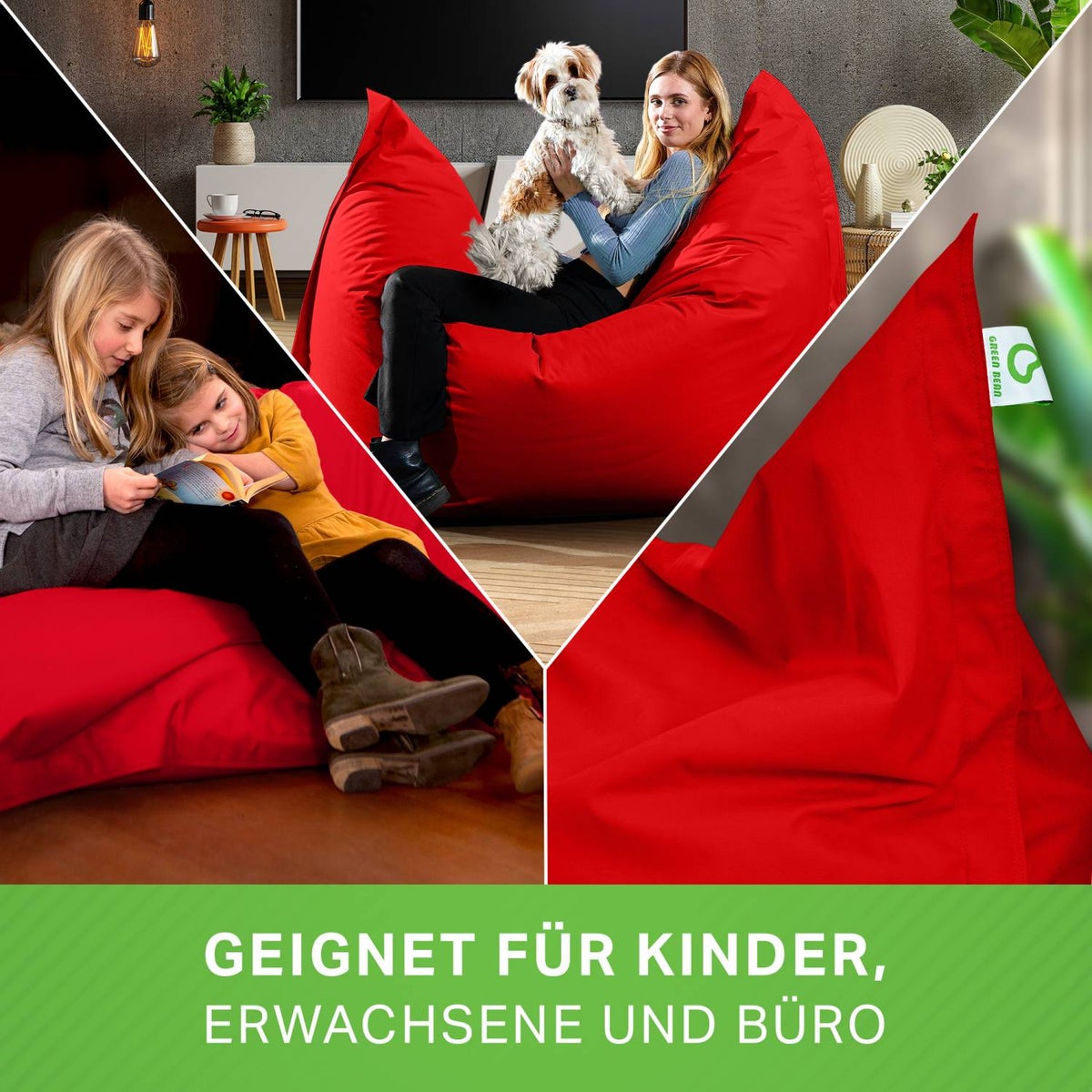 Green Bean Indoor Zitzak XXL 140x180cm 380 Liter Kinderen & Volwassenen Zitzak EPS Kralenvulling Reuze Zitzak Groot Ligbedkussen Zitkussen - Rood