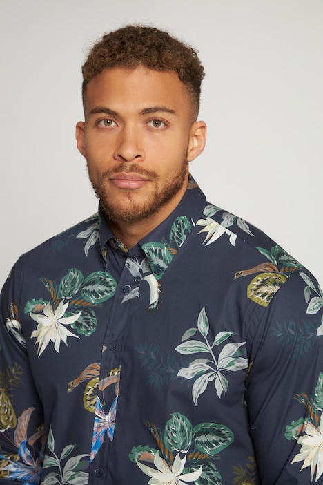 Hemd, Langarm, floraler Print, Buttondown-Kragen, Modern Fit