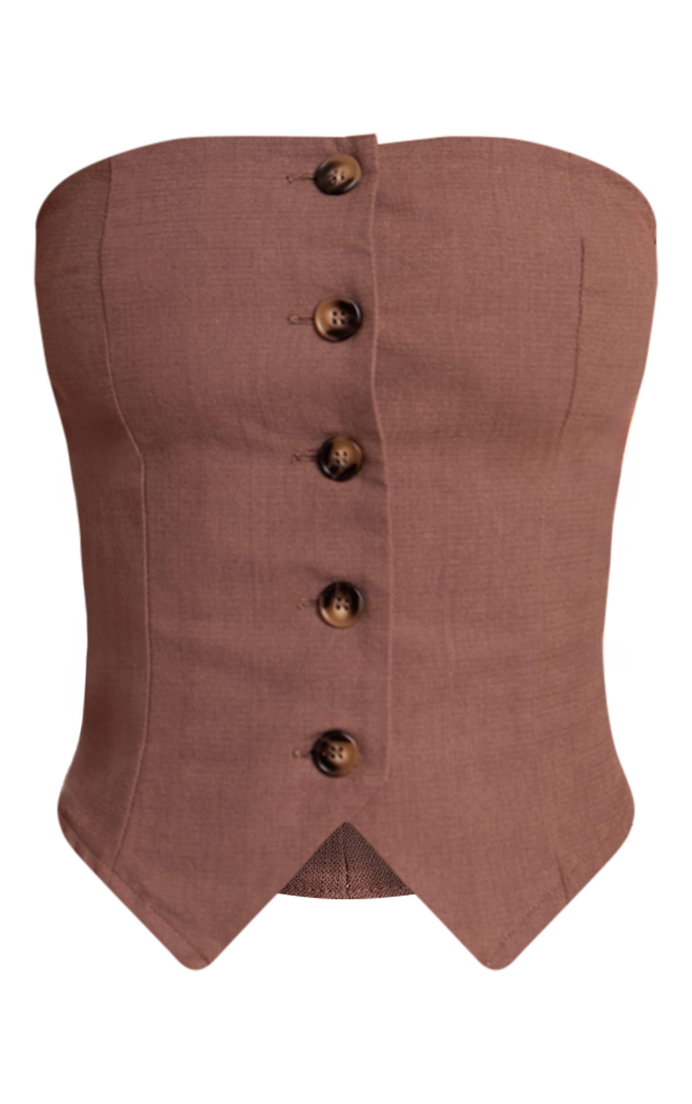 Chocolat Top Bustier Boutonné Tissé Petite