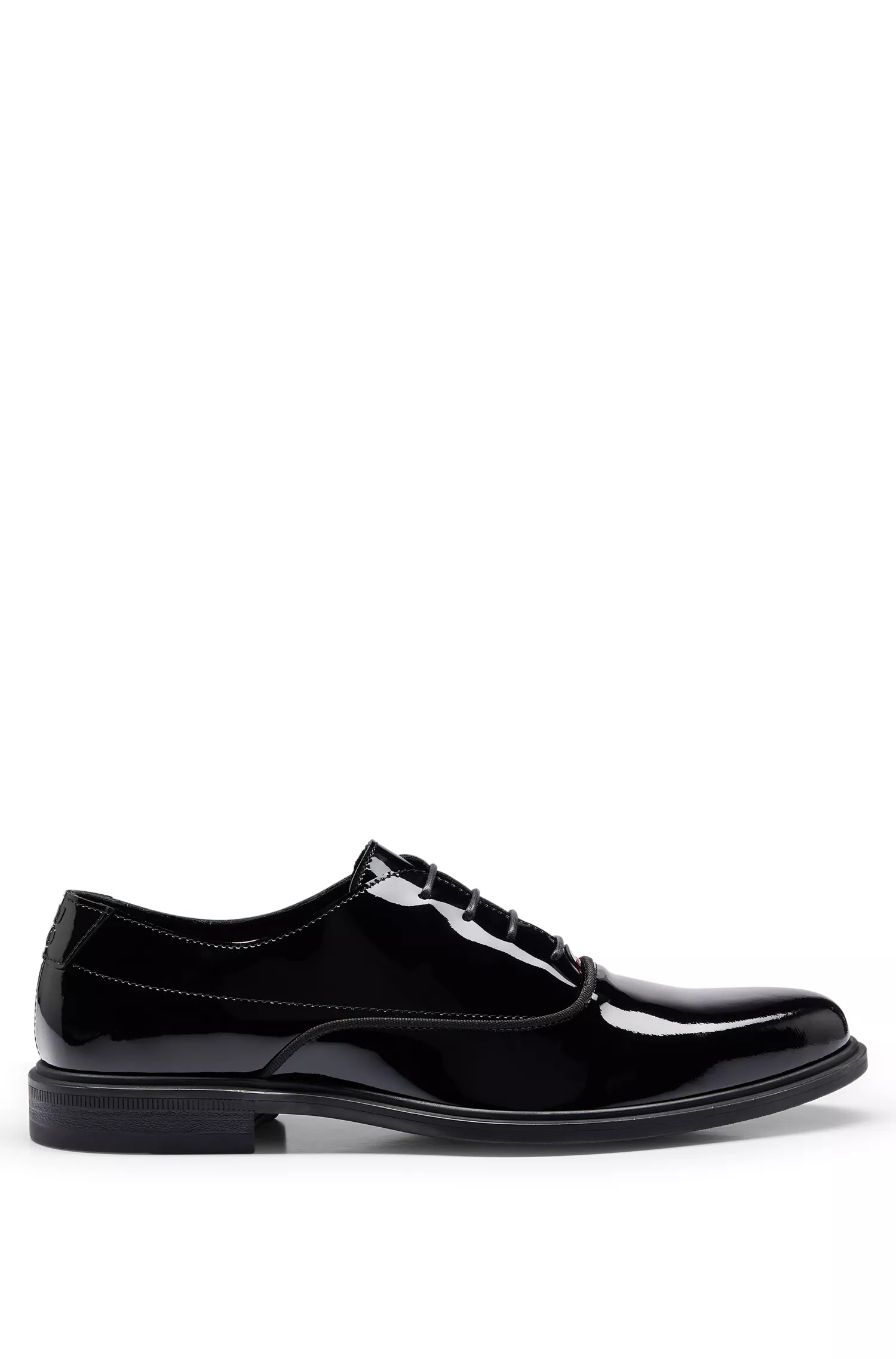 Sapatos Oxford HUGO em verniz vermelho com logotipo empilhado