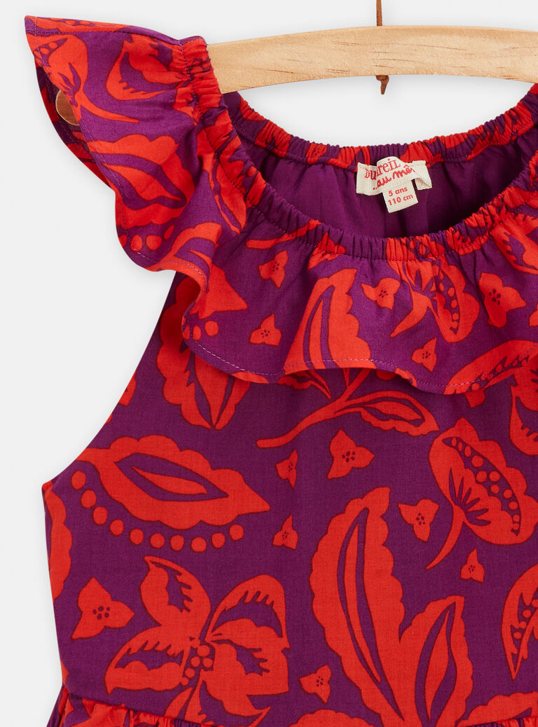 Robe chemise violette à imprimé fleuri pour fille