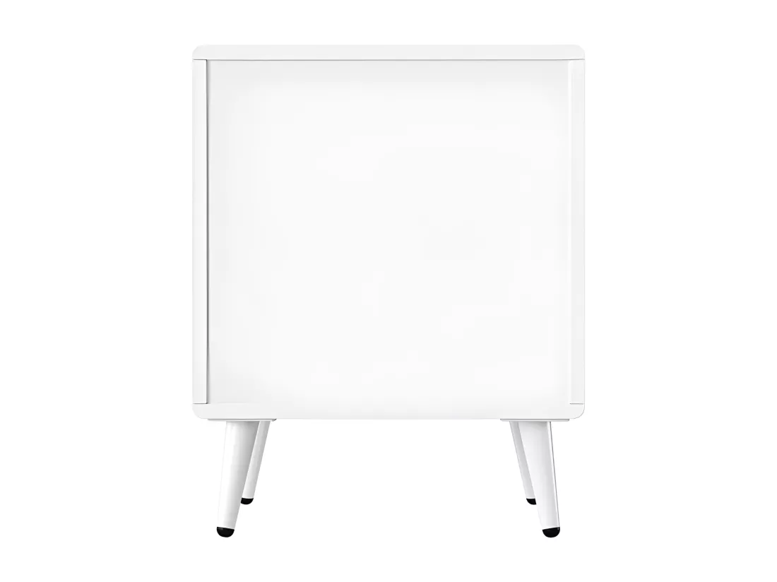 Lot de 2 Tables de chevet à motif ondulé - avec poignées dorées et 2 tiroirs - façades laquées - Blanc