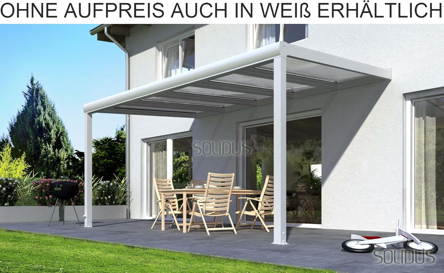 solidPREMIUM 406x200 cm BxT ALU Terrassenüberdachung ANTHRAZIT + 16mm 3-Fach Stegplatten + Zubehör - ÜBERDACHUNG TERRASSENDACH Aluminium VORDACH CARPORT TERRASSE WINTERGARTEN GARTENLAUBE PAVILLON