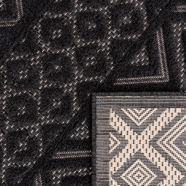 Paco Home Teppich »Livorno 673« rechteckig 14 mm Höhe Uni-Farben, Scandi, Rauten Muster, Hoch-Tief Effekt, Outdoor geeignet