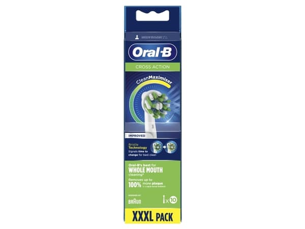 Oral-B Tannbørsteerstatning Cross Action Clean Maximiser Hoder, Voksen, Antall børstehoder inkludert 10, Hvit