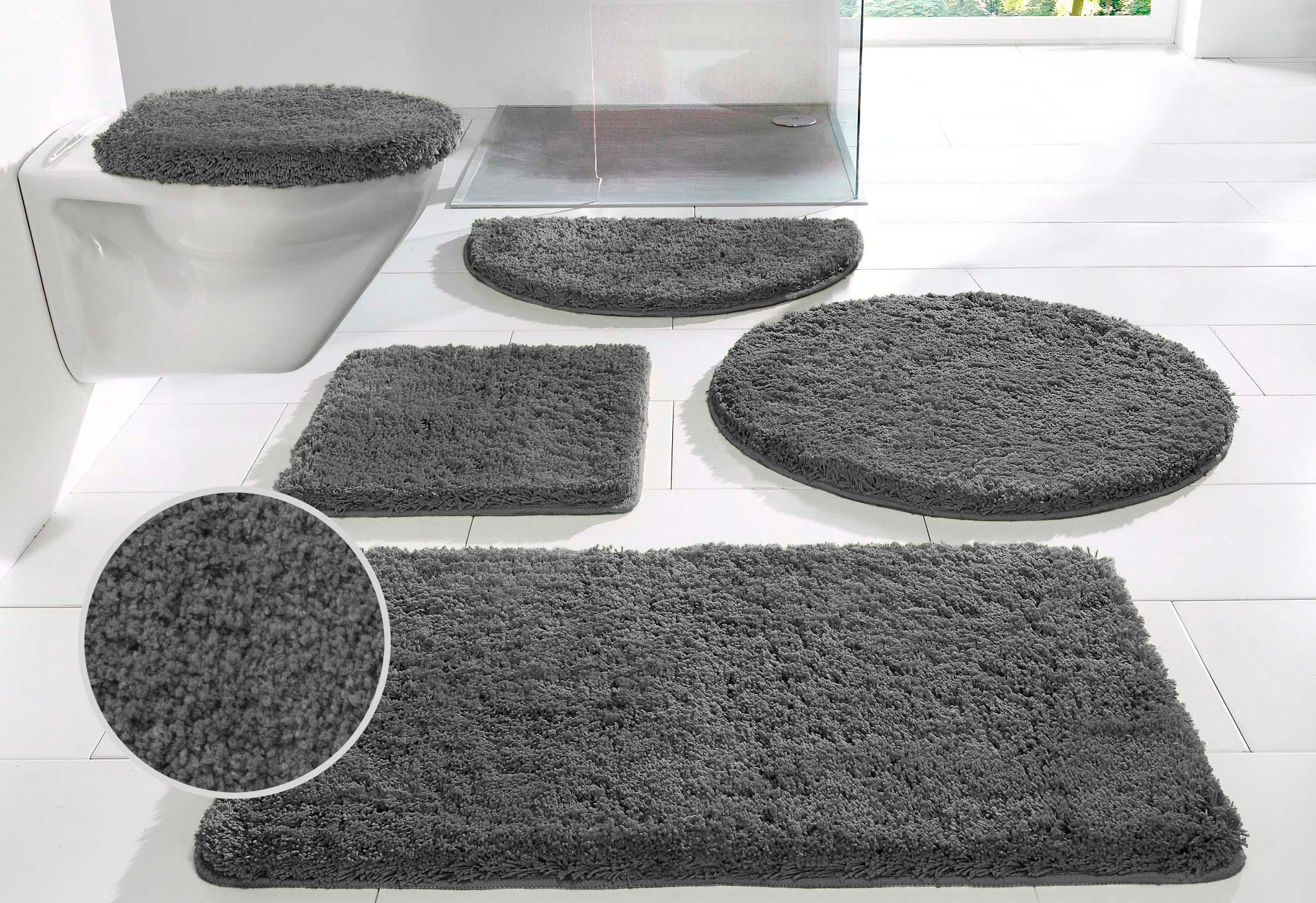 my home Badematte »Sanremo, Badvorleger, Badezimmer Teppich, sehr weich« Höhe 30 mm rutschhemmend beschichtet fussbodenheizungsgeeignet | schnell trocknend Badteppich, unifarben, rechteckig, rund & als 3-tlg. Set erhältlich