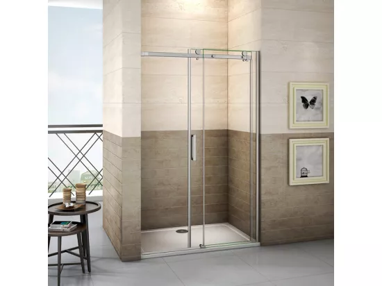 Porte de douche coulissante 160cm Hauteur 195cm en verre 8mm securit anticalcaire, porte de douche installée en niche