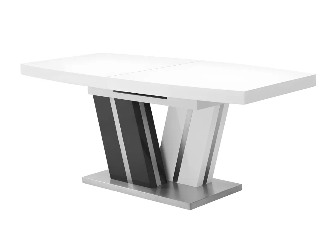 Table à manger extensible NOAMI II - 6 à 8 personnes - MDF laqué gris et blanc