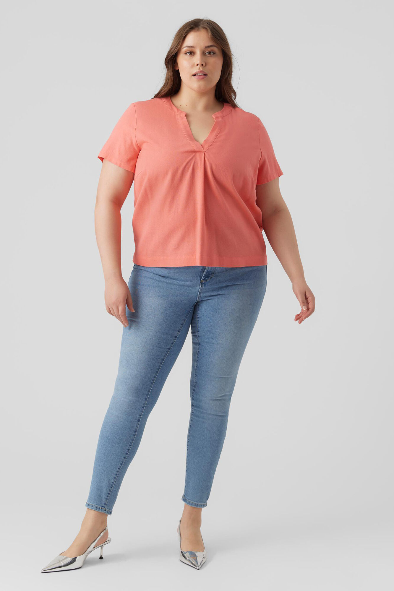 Blusa básica de manga curta Curve - Vermelha