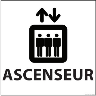 Panneau ASCENSEUR - fond blanc 250 x 250 mm