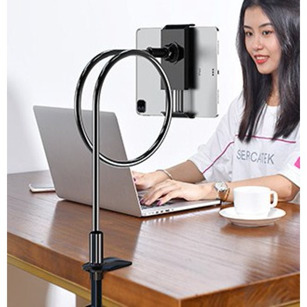 (90cm) Universal Desktop Tisch / Bett Halterung mit flexiblem Schwanenhals für Handy / Smartphone (10-26 cm) - Schwarz