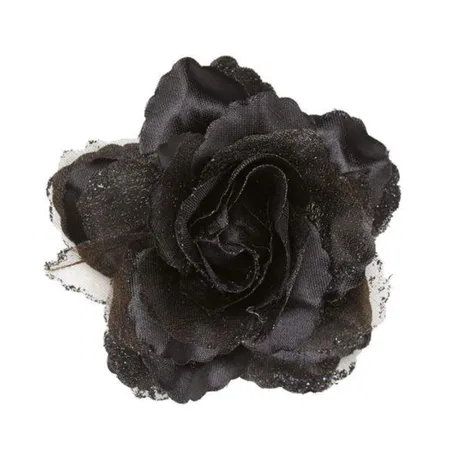 Widmann Hairclip Rose mit Glitzer schwarz