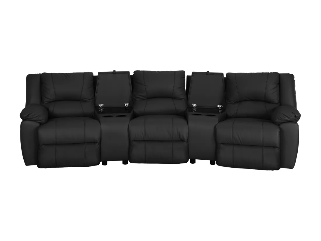 Canapé 3 places et un fauteuil relax en cuir AROMA - Noir