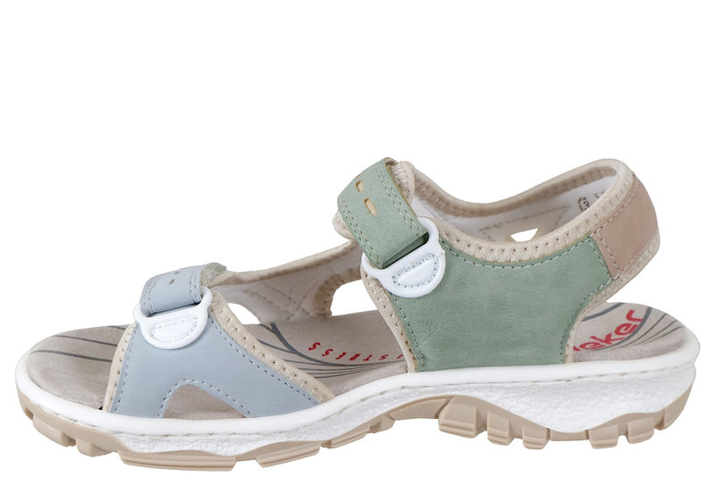 RIEKER TRAVE SANDAL I BEIGE PU OG TEKSTIL