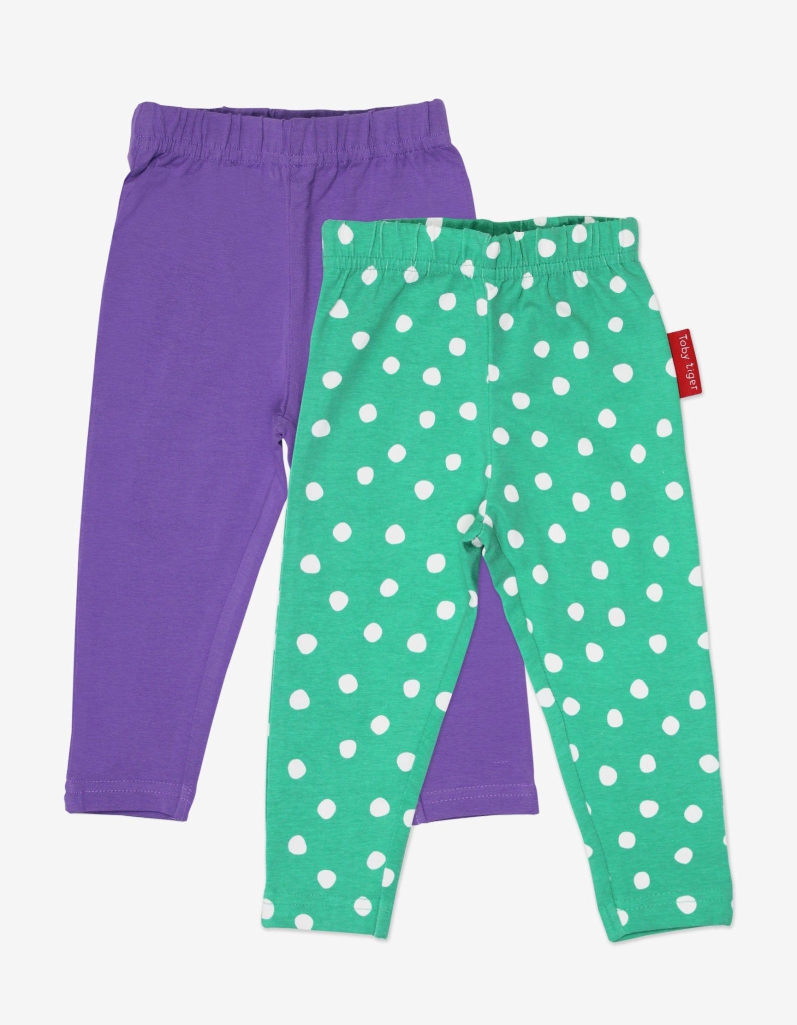 Toby Tiger Leggings mit grünen Punkten 2er Pack
