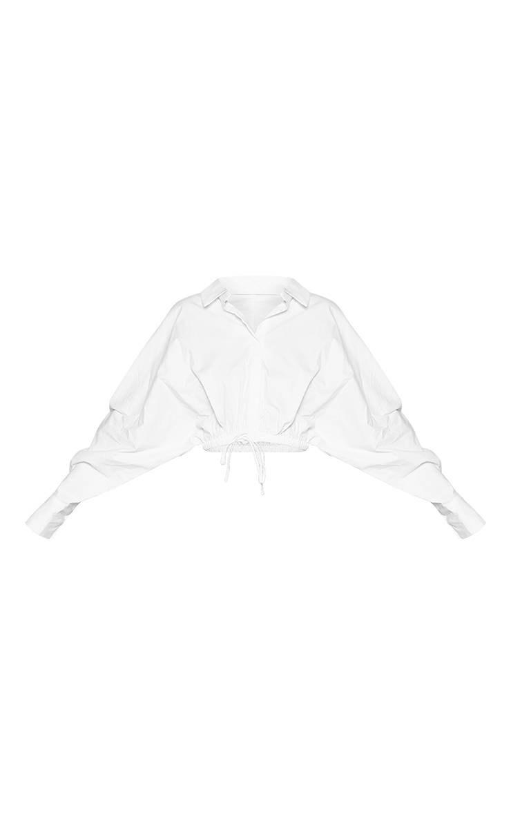 Blanc Chemise Courte Avec Détail Cordon À L'ourlet