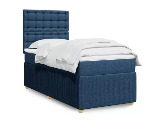 Sommier à lattes de lit avec matelas Bleu 90x190 cm Tissu