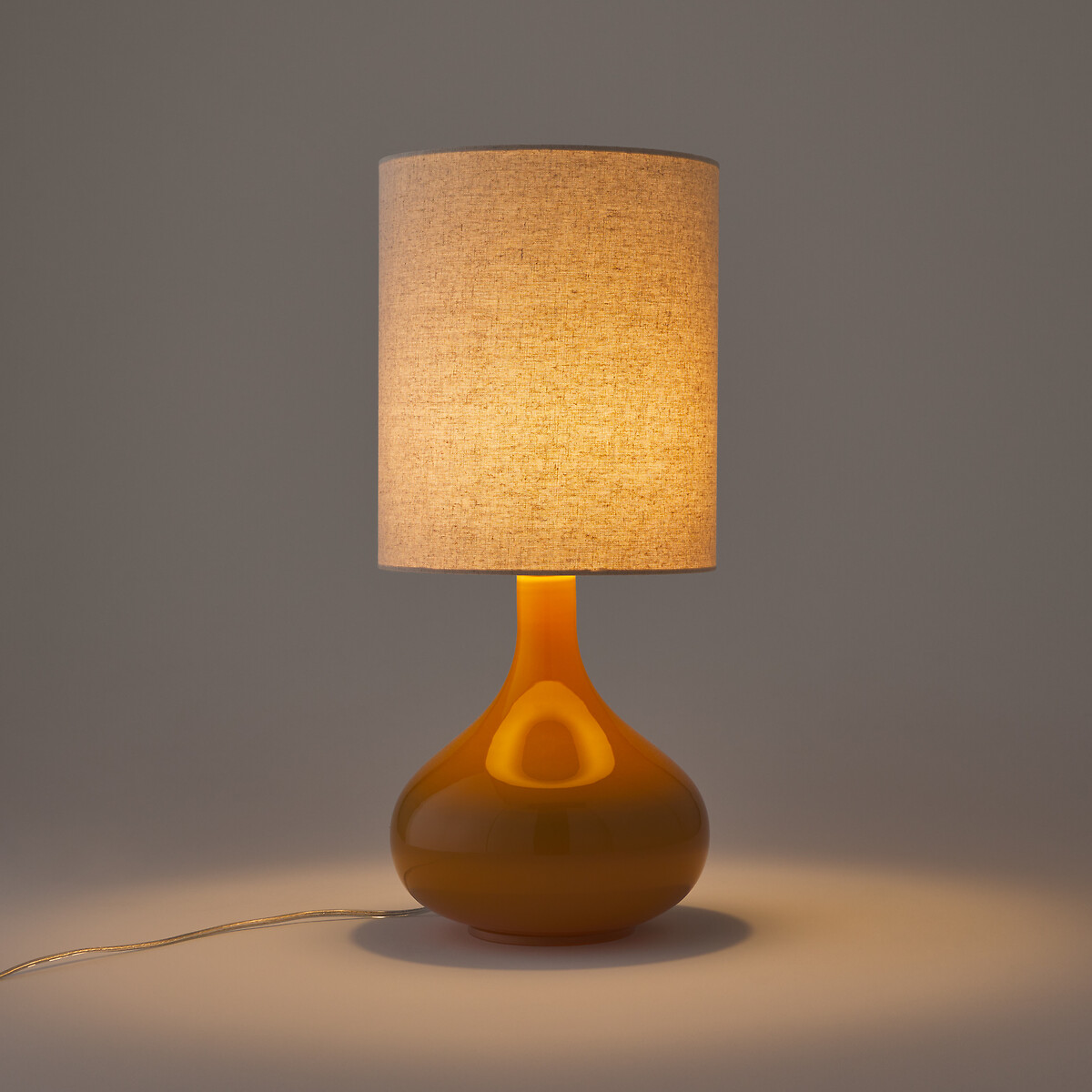LA REDOUTE INTERIEURS<br>Candeeiro de mesa em vidro e linho, Juna