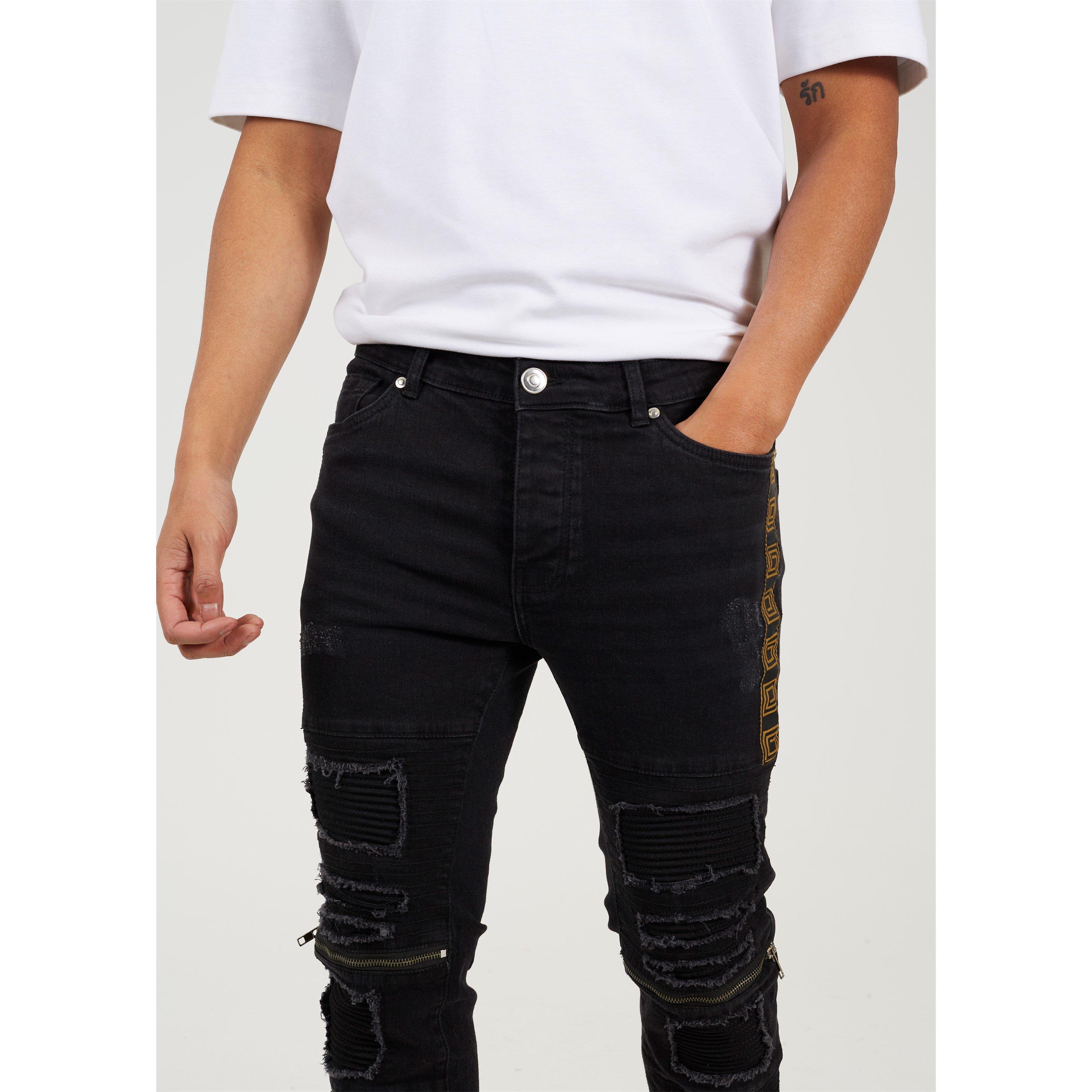 Brave Soul Charcoal Wash Bike Jean with Stitch Detail