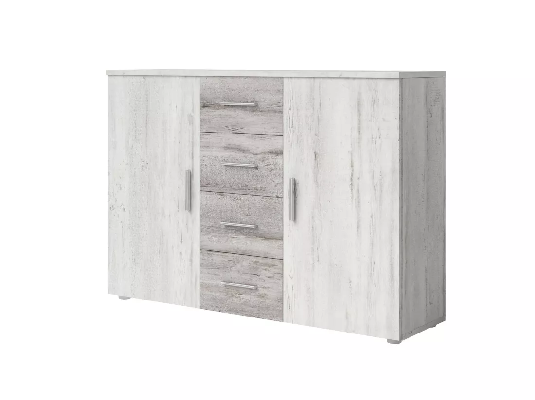 Chambre VERA 180x200 cm , blanc et gris cérusé - AVEC ARMOIRE