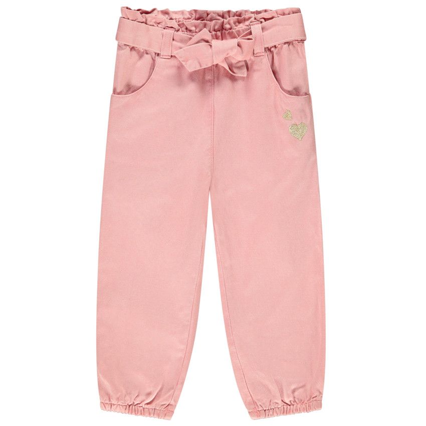 Pantalon avec ceinture motif noeud pour bébé fille - Fuchsia