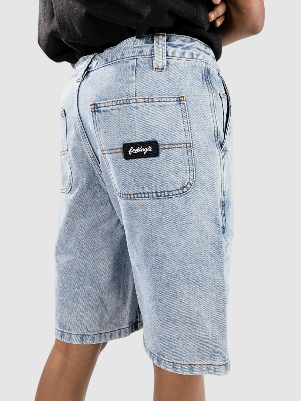 And Feelings Maker Shorts light indigo wash denim