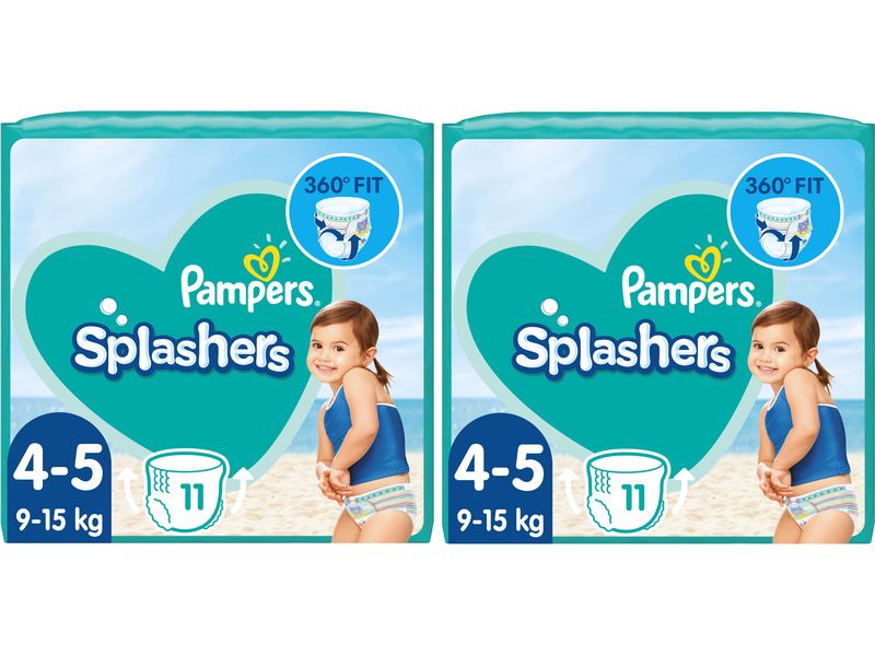 Pampers Windeln Splashers Tragepack Grösse 4-5, 2x 11 Stück Bequeme Badewindeln für Kinder von 9-15 kg