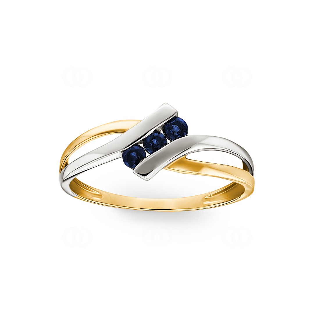 Damenring 750/18 K Gelb-/Weissgold mit 3 Saphiren