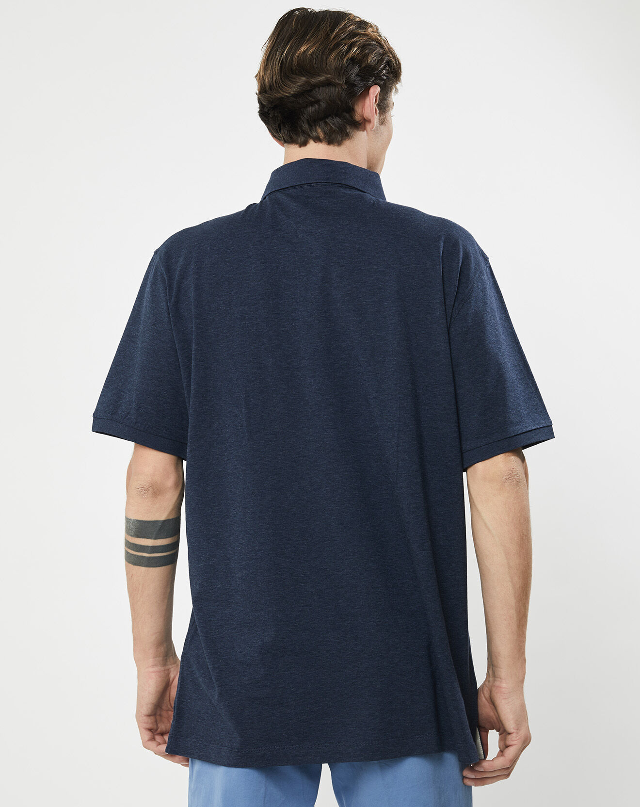 Hackett London Polo chiné mercerisé Classic Fit bleu