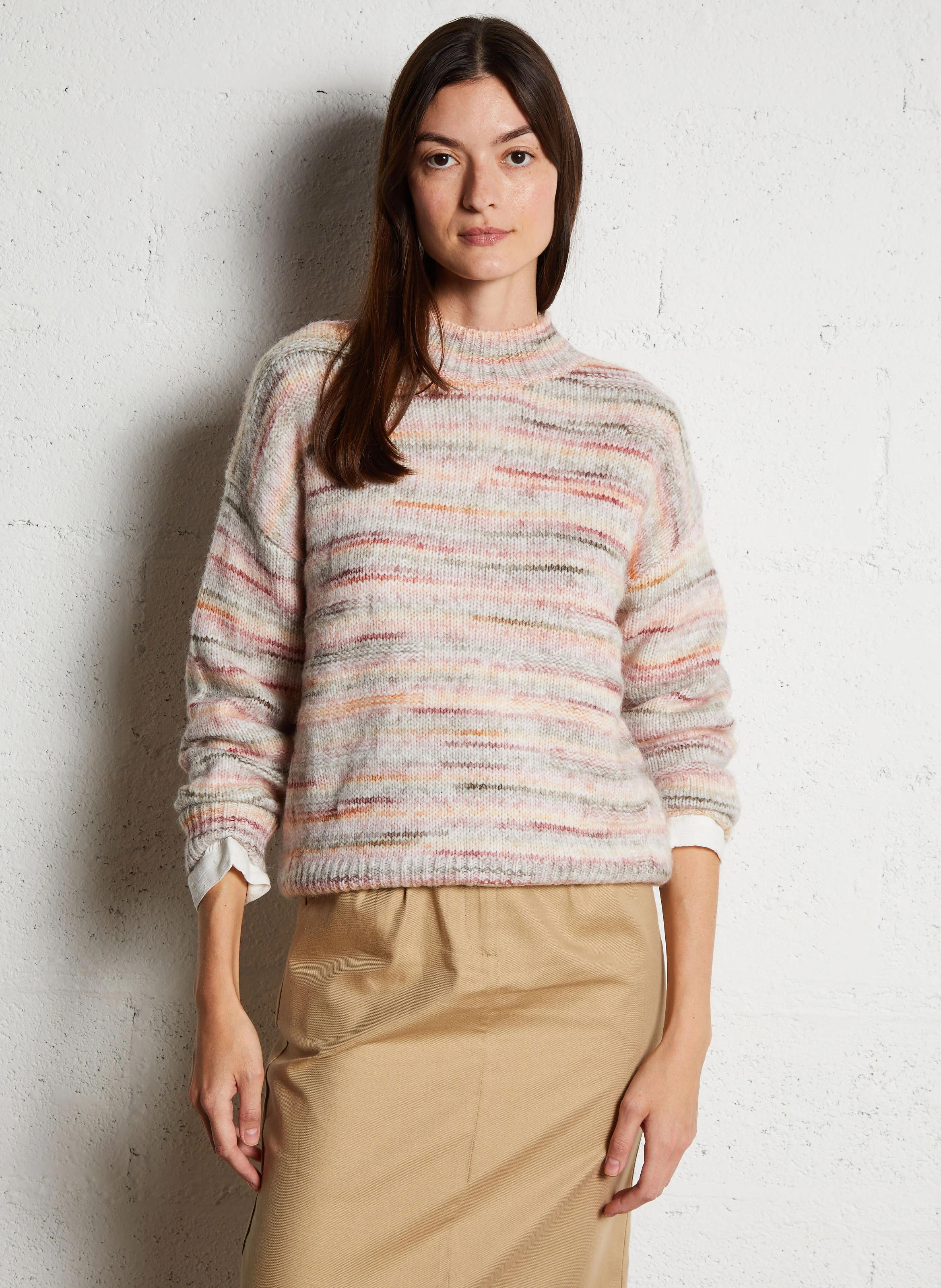 CECILIO - Pull oversize à col montant | Blanc