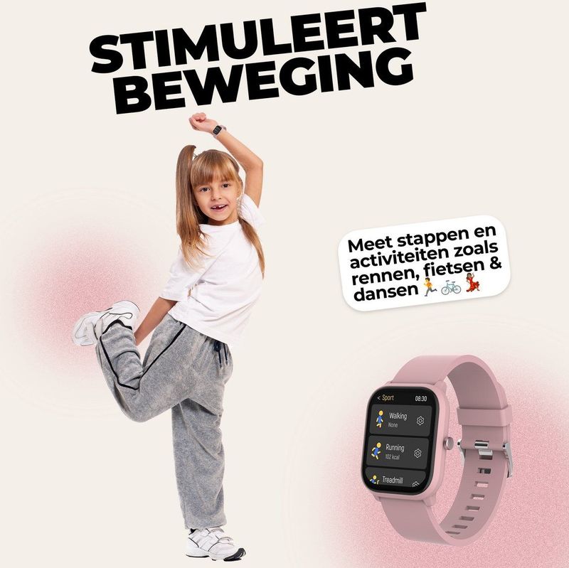 Denver - Kindersmartwatch - Roze - Siliconen Band - Spatwaterdicht