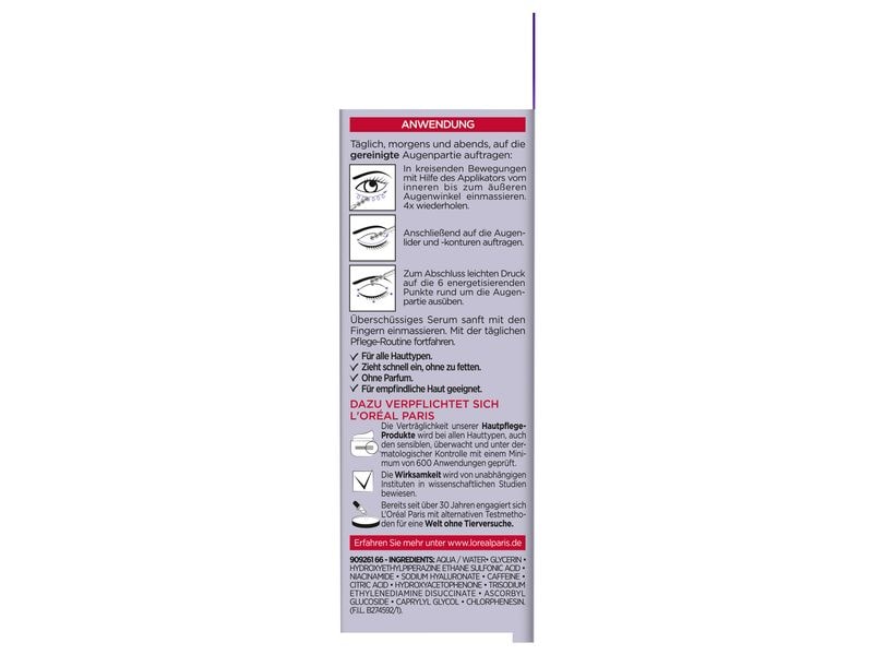 L'Oréal Paris Augenserum Revitalift Filler 20 ml Serum polstert Falten um die Augenpartie auf und reduziert dunkle Augenringe