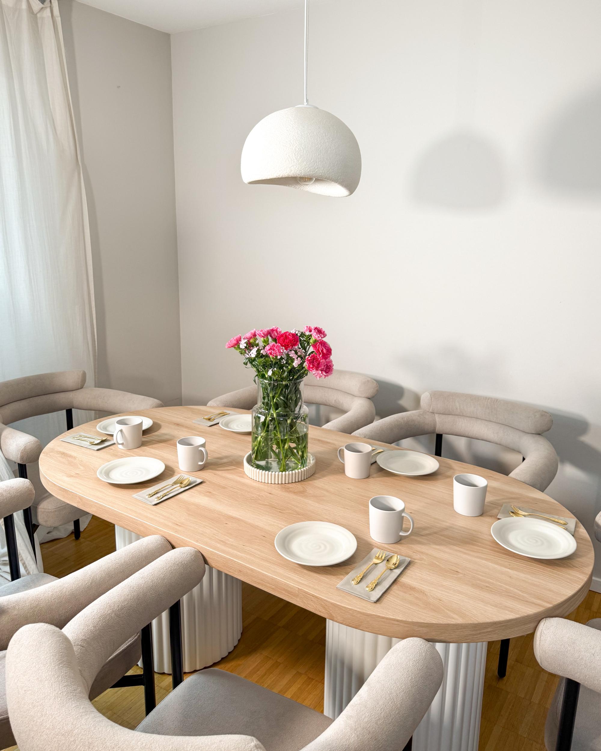 Eettafel SHERIDAN Lichtbruin/wit 90 cm 180 cm