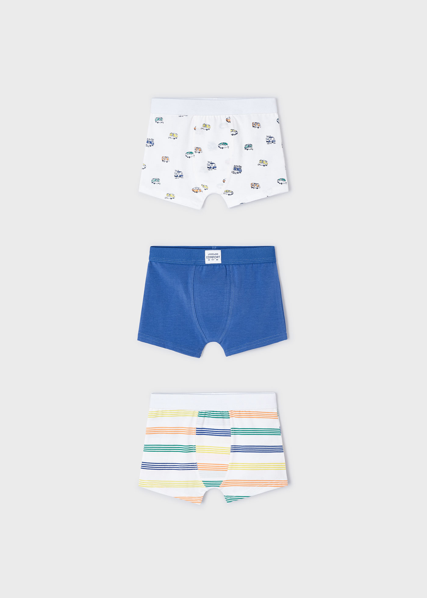 Conjunto de 3 cuecas boxer infantis com estampa da selva