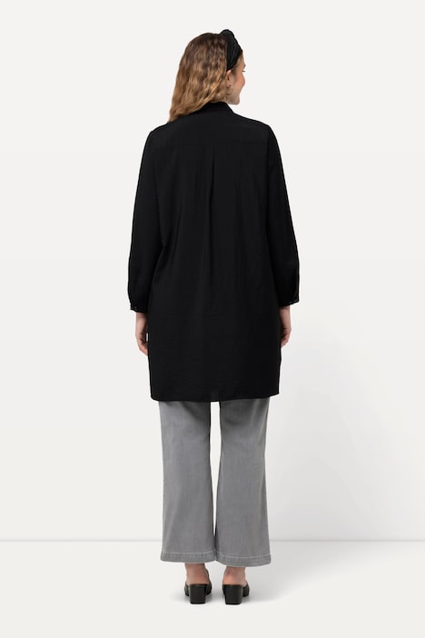 Longbluse, A-Linie, Hemdkragen, Langarm