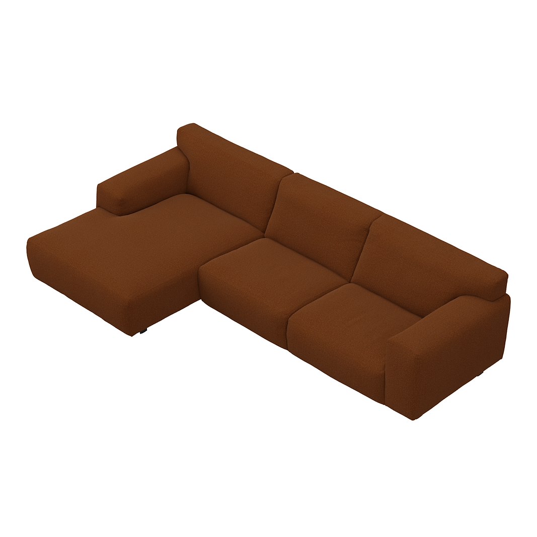 Vesta 2,5-seter med sjeselong venstre I Tekstil Gianni Bronze, standardsøm, sort metallben 10 cm, Comfort CM