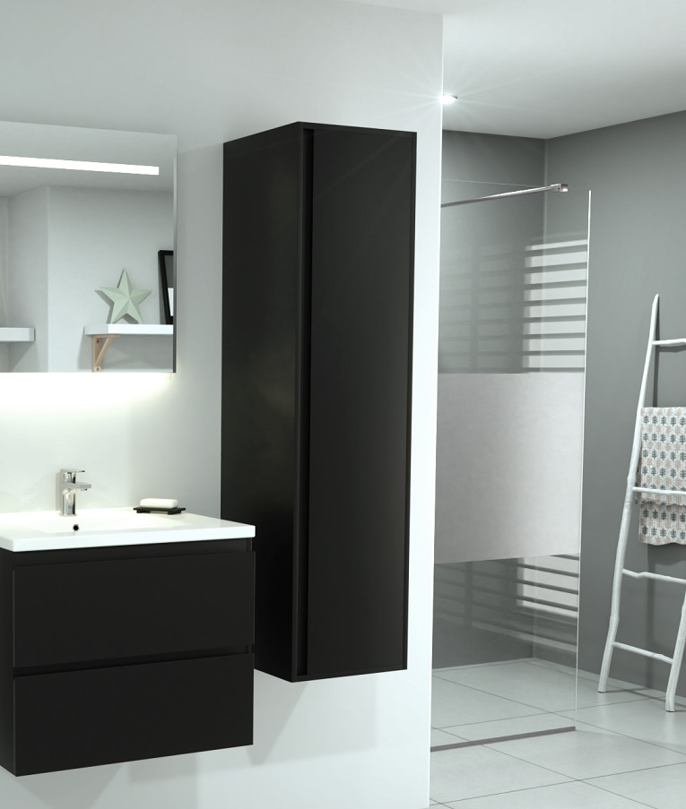 SCHADEMODEL: SaniGoods Sally badkamerkast 160cm mat zwart