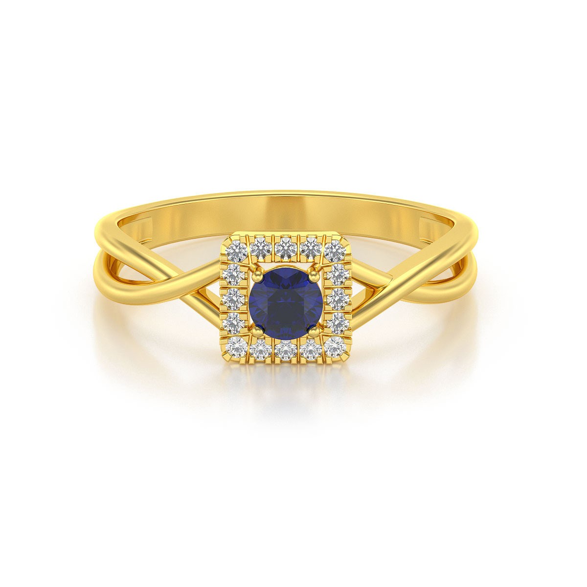 Bague ADEN Or 585 Jaune Saphir et diamants 2.154grs