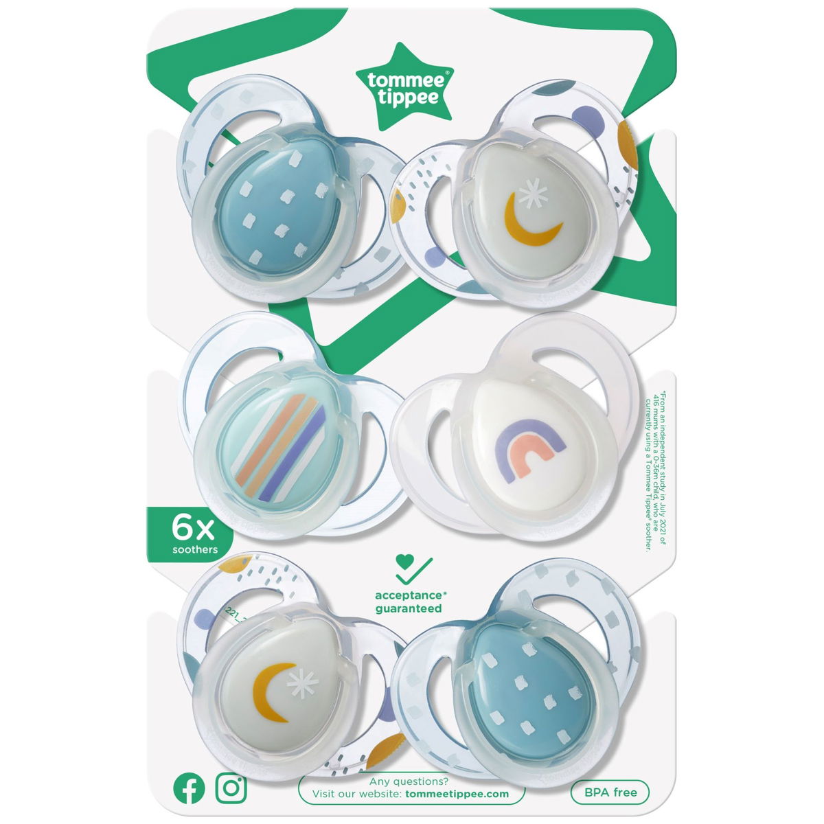 Tommee TippeeTommee Tippee   Beruhigungssauger Night mond/regenbogen 6-18M
