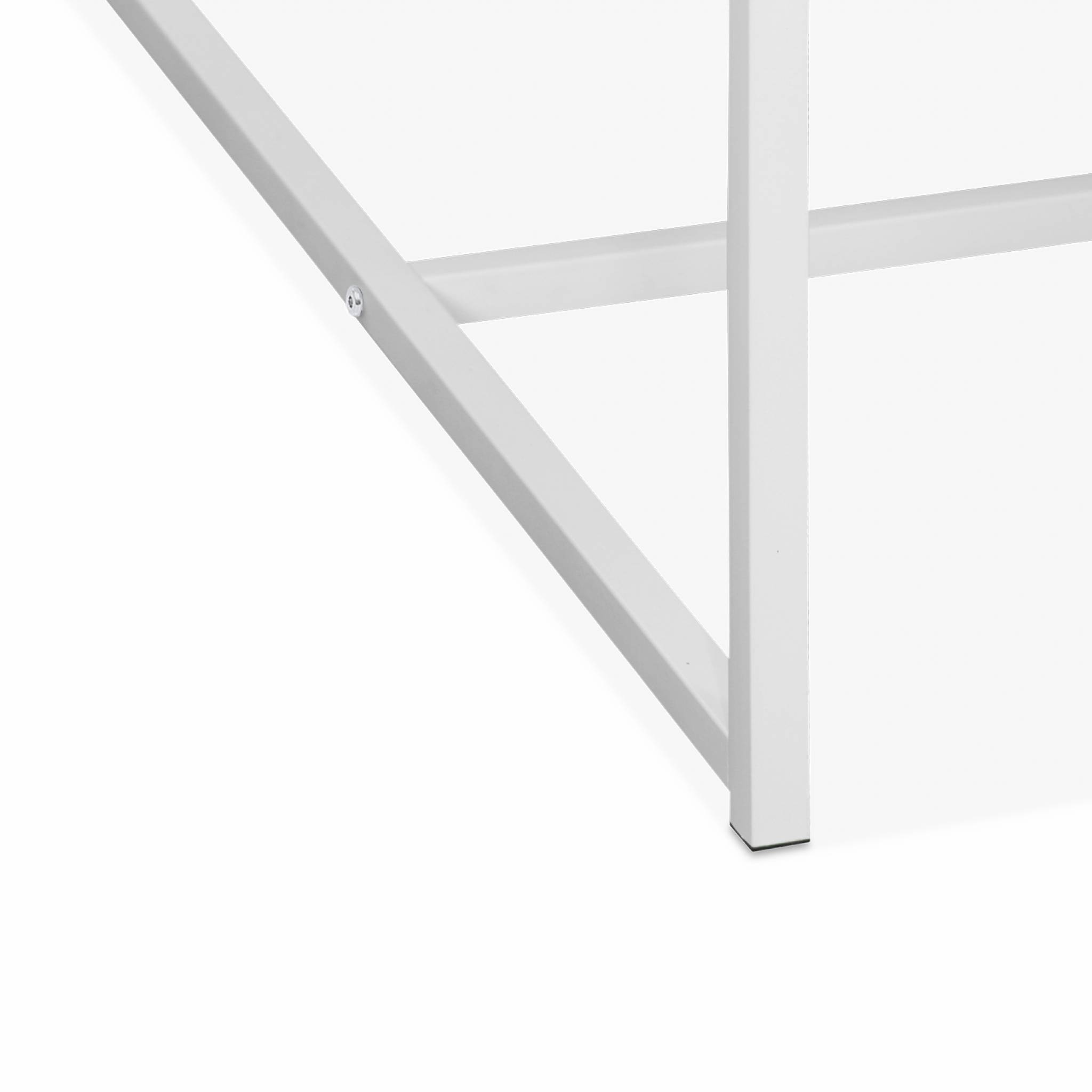 Table à manger rectangulaire métal blanc mat et décor bois - loft - 4 places. 150cm