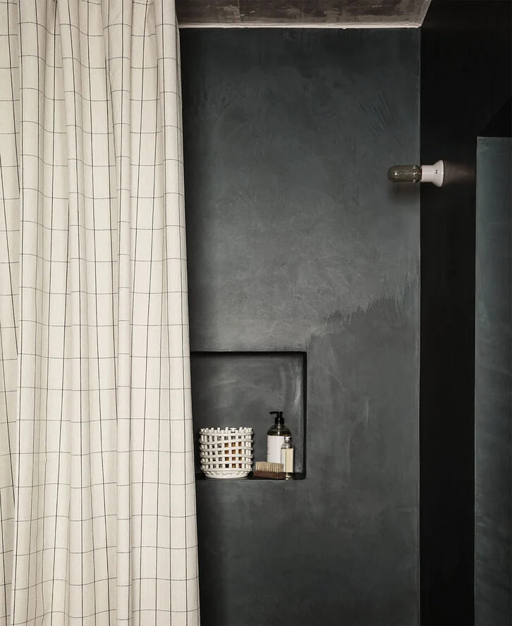 ferm LIVING Chambray Shower Curtain - Grid Grid/sand
