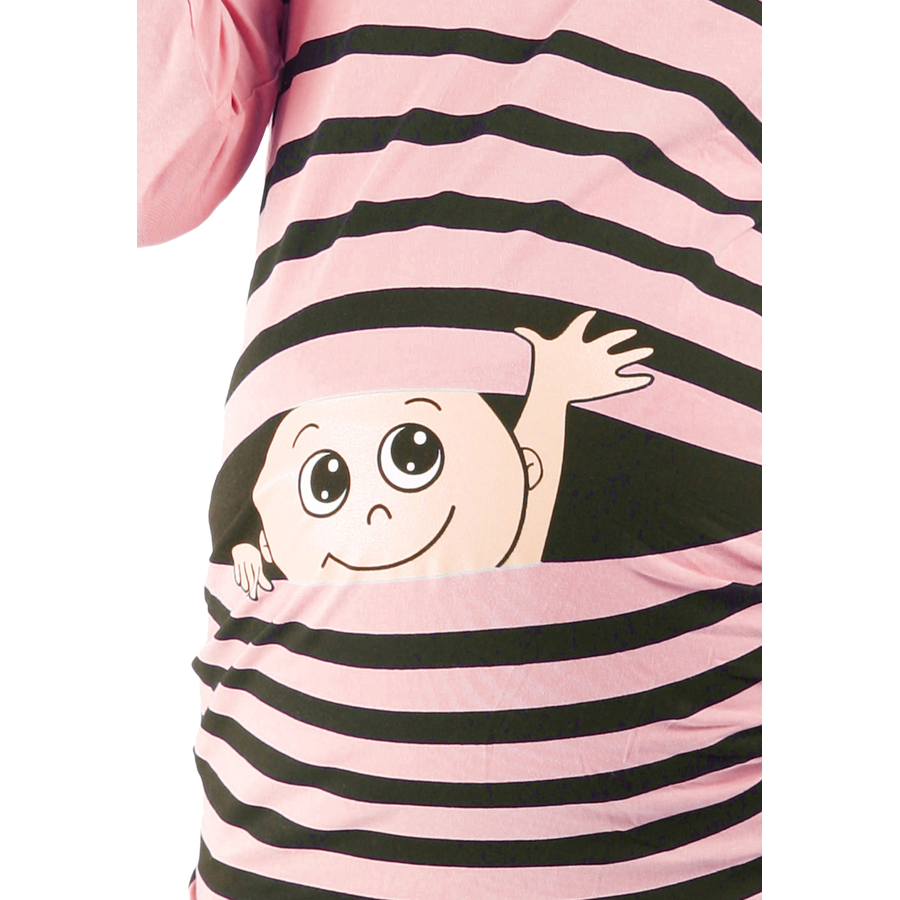 M.M.C. Umstandslangarmshirt Winke Winke mit Motiv Rosa