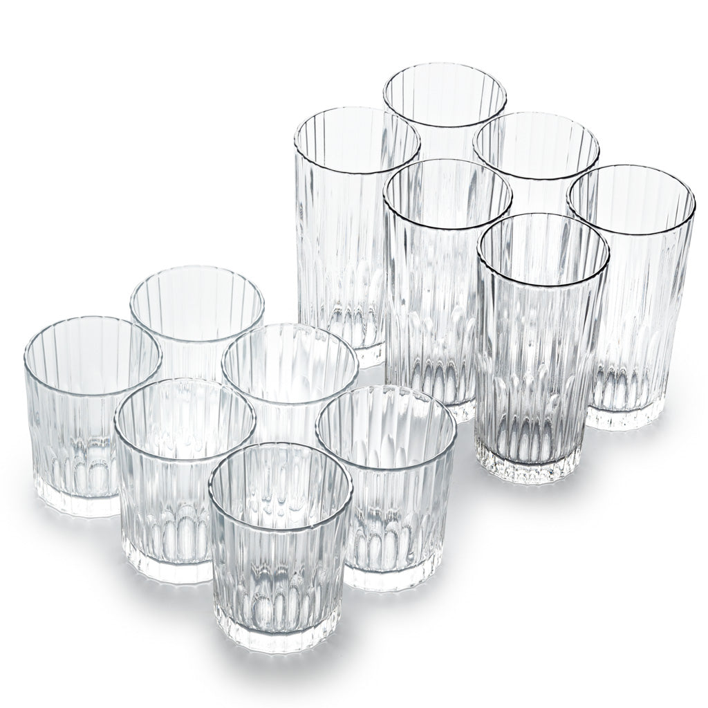 Manhattan - Set de 12 verres - 6 Verres bas 22cl et 6 verres haut 30,5 cl