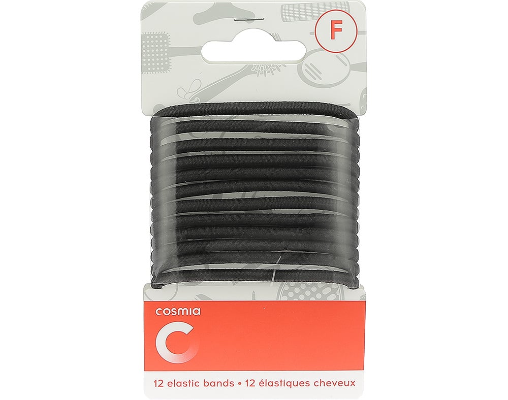 ELÁSTICO COSMIA CABELO MÉDIO PRETO 12UN